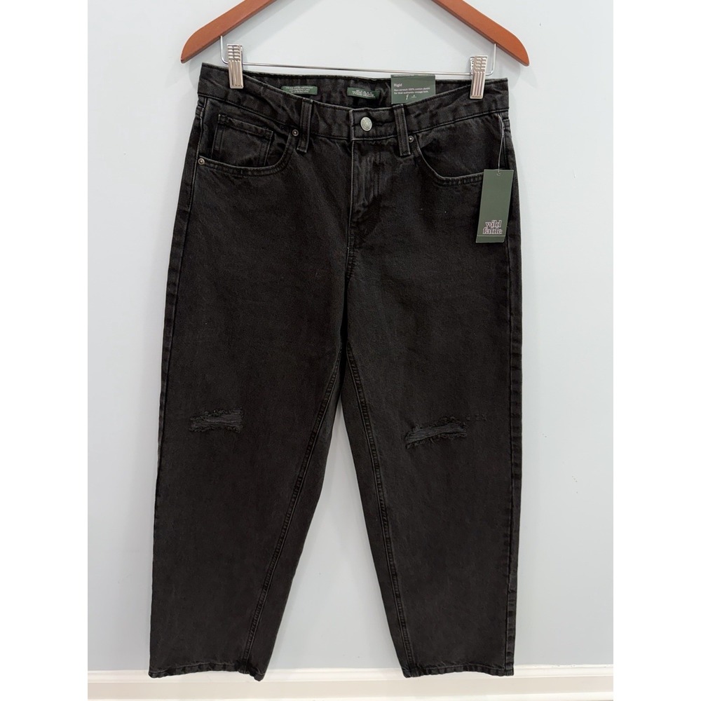 31" Wild Fable Black 90s Relaxed Straight Leg Jeans Size 2 Cotton Distressed - Picture 6 of 12